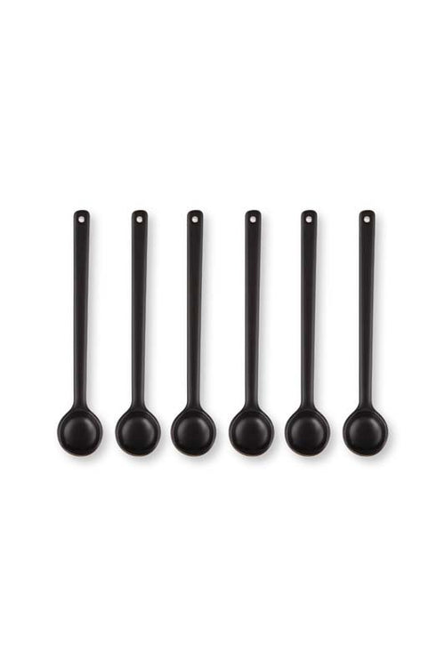 vtwonen Theelepels - Porcelein - Zwart - Set van 6