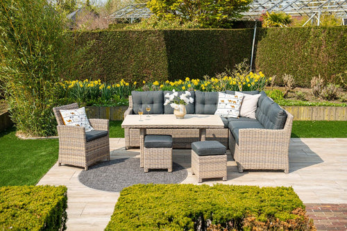 Seagull lounge-diningset - 5-delig - rechts - vintage willow - zwart