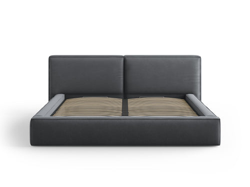 Cosmopolitan Design Opbergbed met dubbel hoofdbord Arendal 200x200cm, structurele stof, donkergrijs - 228x251x97.5cm
