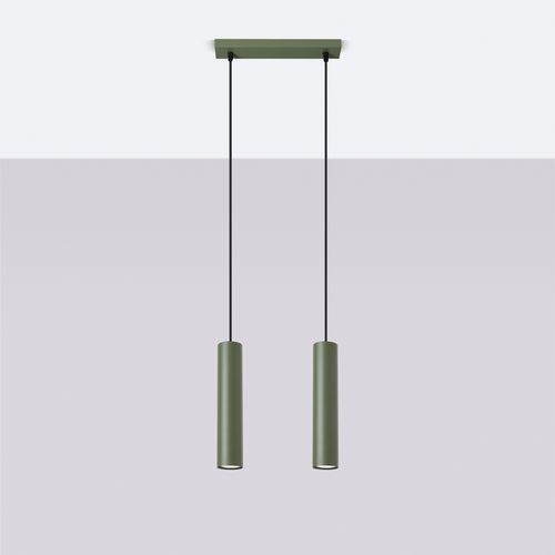 Sollux Lighting Hanglamp LAGOS 2 olijfgroen - 30x6x105cm
