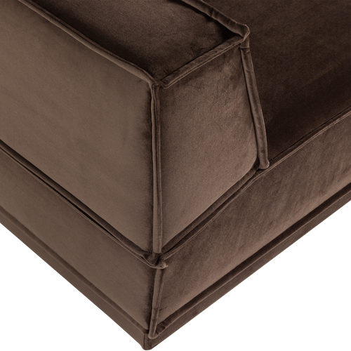 WOOOD chaise longue bank rechts Manu - Velvet - Bruin - 73x286x160
