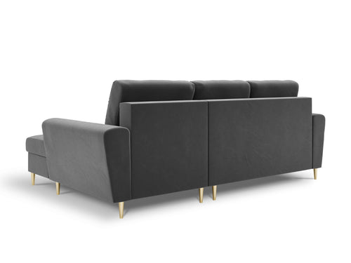 Cosmopolitan Design Converteerbare hoekbank rechts met opbergdoos Kyoto 4-zits, flueel, lichtgrijs - 145x241x88cm
