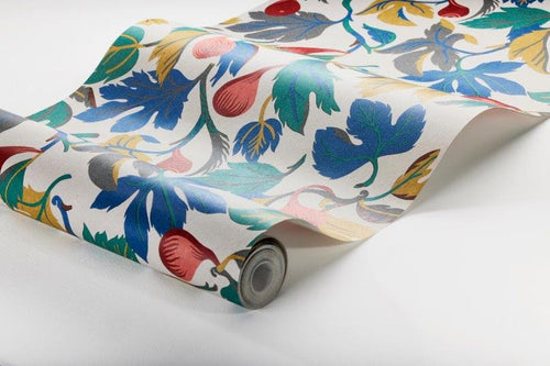 Borastapeter behang bladeren blauw, rood, geel en groen - 49 cm x 10.05 m - 660800 - vtwonen shop