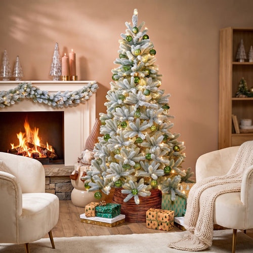 Black Box Trees Nagoya Kerstboom met Ingebouwde LED-Verlichting, Timer en Dimfunctie - Kerstversiering met Scharnierconstructie - Kunstboom Besneeuwd