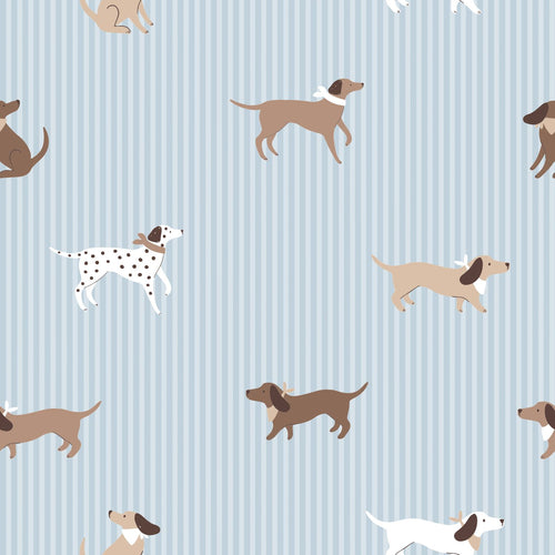 ESTAhome behang honden blauw en bruin - 50 x 900 cm - 132020