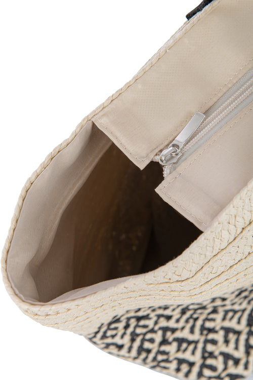 J-Line tas + hoed set - papier/katoen - beige/zwart - vtwonen shop