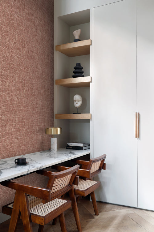 Origin Wallcoverings behang geweven linnenstructuur terracotta - 50 x 900 cm - 348050