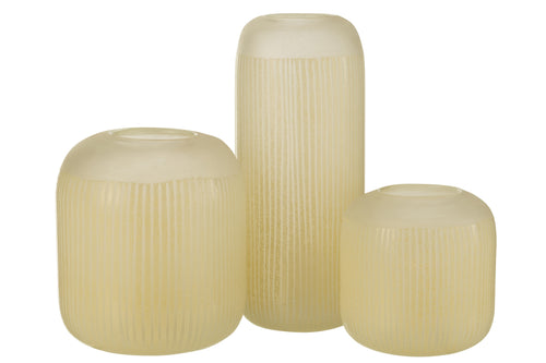 J-Line vaas Strepen - glas - lichtgeel - large - 34 cm hoog - vtwonen shop