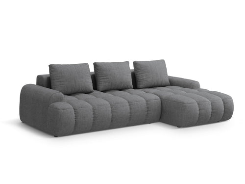 Cosmopolitan Design Converteerbare hoekbank rechts met opbergdoos Linz 3-zits, structurele stof grijs - 142x275x84cm