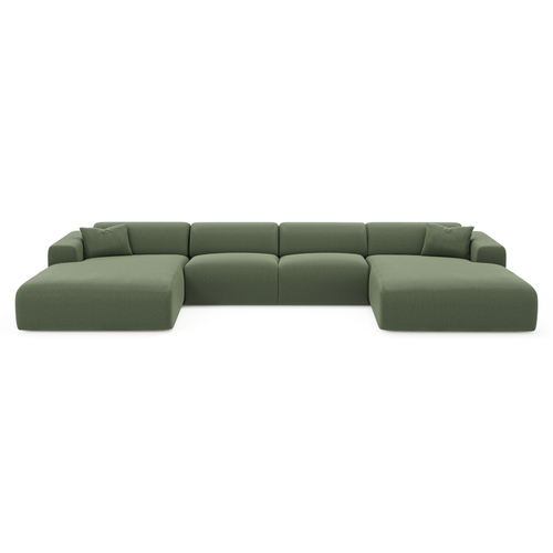 Sia Home - Panoramische bank MYRA - kruispatroonweefsel olijfgroen 356cm