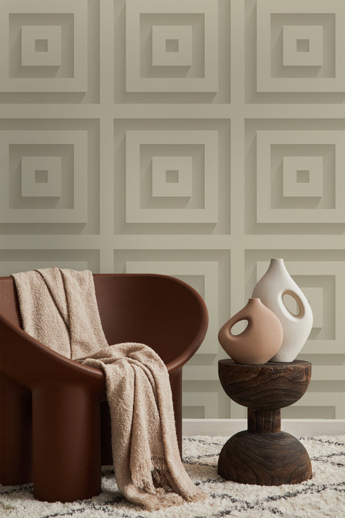 Origin Wallcoverings behang 3d vierkanten lichtbeige - 50 x 900 cm - 347973 - vtwonen shop