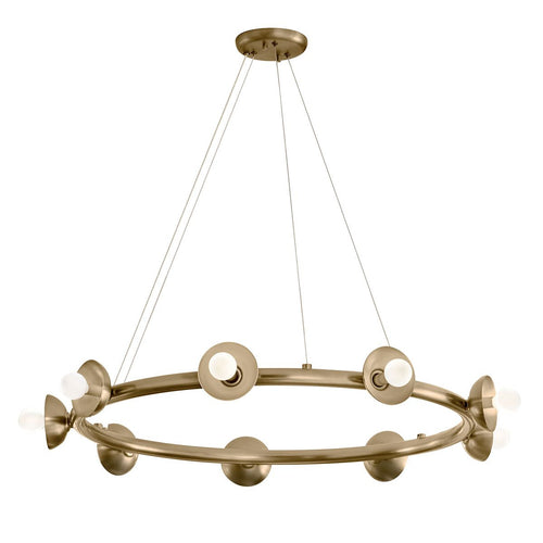 Zylindrische Pendelleuchte, modernes Champagner-Bronze, 9 x E14