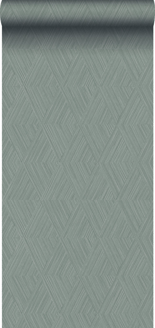 Origin Wallcoverings behang grafisch 3D motief groen grijs - 50 x 900 cm - 347842 - vtwonen shop