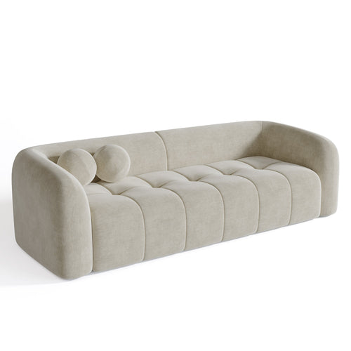 Sia Home - Rechte bank HAUSSMANN - Fluweel - Crème - 226cm