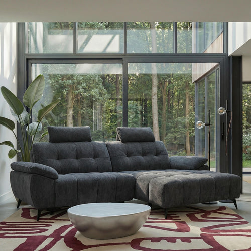 Furnhouse chaise longue bank rechts Colorado - Zwart - Stof - 156x268x107