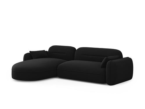 Cosmopolitan Design Modulaire hoekbank links Sydney 4-zits, flueel, zwart - 165x275x70cm