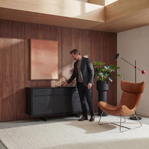 Furnhouse 3-deurs dressoir Tokyo - Zwart - MDF, zwart eikenfineer - 45x155x82