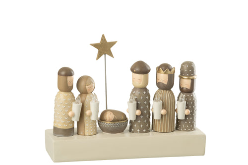 J-Line decoratie Kerststal Kaarsen - polyresin - mix - LED lichtjes