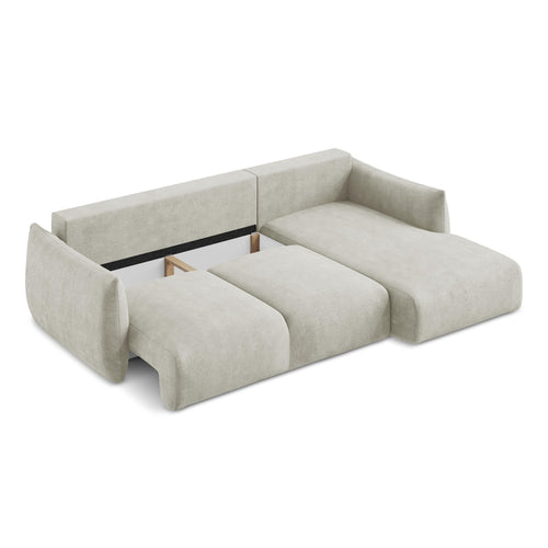 LaMiaSofa hoekbank rechts Savona - chenille stof - parel - 242x162x90