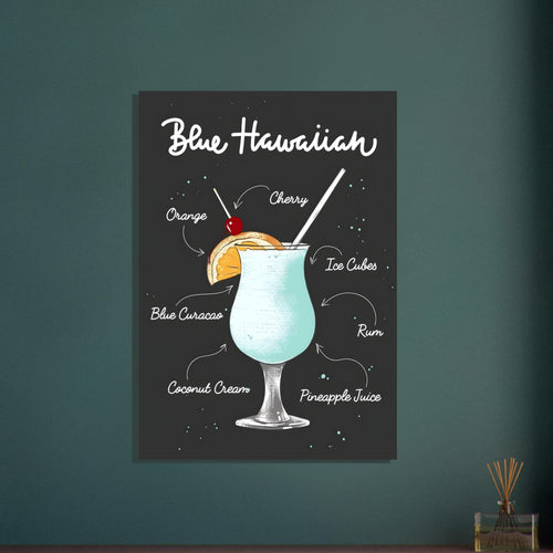 Artfulprints  Blue Hawaiian cocktail – Illustratie   poster 30x40 cm - vtwonen shop