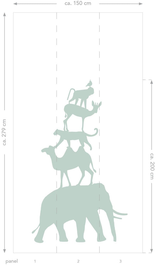 ESTAhome fotobehang gestapelde dieren mintgroen - 150 x 279 cm - 158921 - vtwonen shop