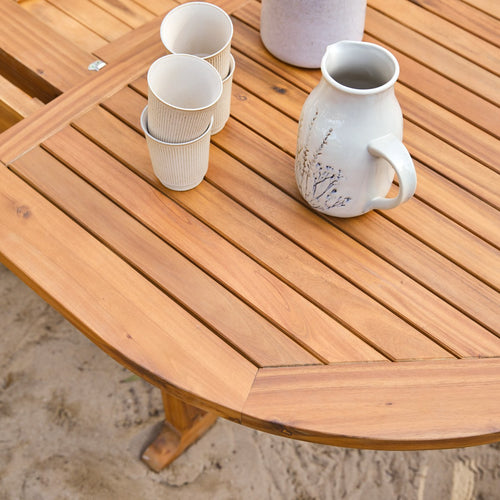Tikamoon Ovale tuinset in massief acaciahout met 4 stoelen - Bruin