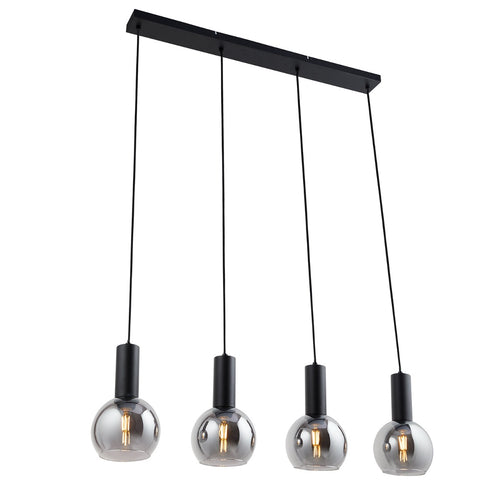 Lighto | Art deco hanglamp zwart met smoke glas 4-lichts | Juna - vtwonen shop
