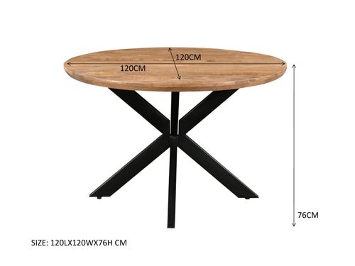 Livingfurn eetkamertafel Jesper Round - 120cm - mangohout