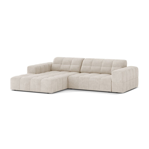 Cosmopolitan Design - Linker hoekbank Chicago 3-zits, chenille lichtbeige - 167x234x78cm