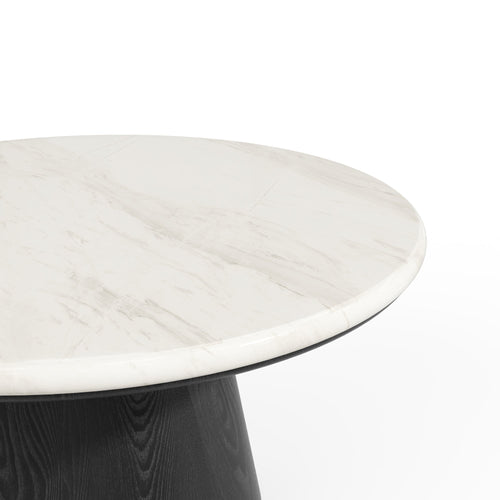 Premium Interiors - Salontafel VERO - multiplex en marmer wit marmer en zwart hout 80cm