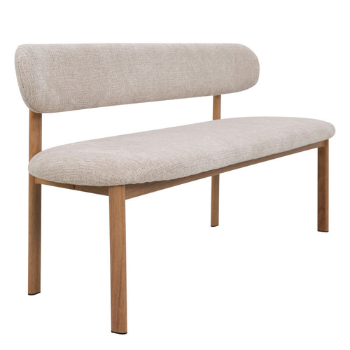 Giga Meubel Eetkamerbank Noor Beige/Naturel - 200 cm - Stof - Japandi