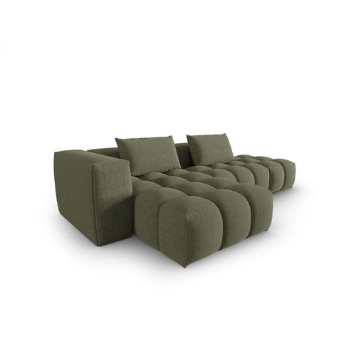 Cosmopolitan Design - Modulaire hoekbank links Verona 4-zits, structurele stof donker olijfgroen - 145x265x70cm