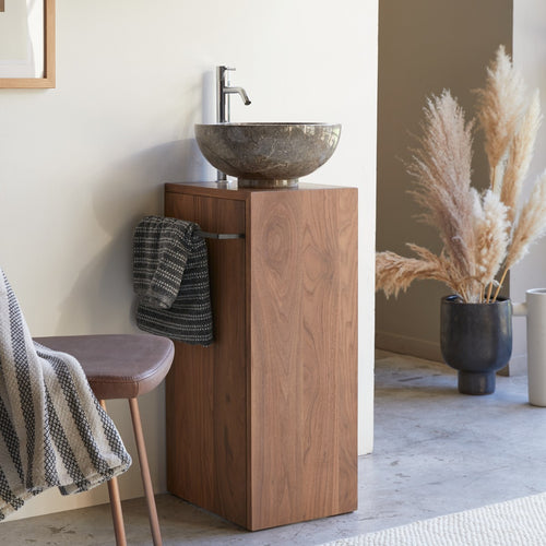 Tikamoon Massief notenhouten badmeubel, links - Donkerbruin - vtwonen shop