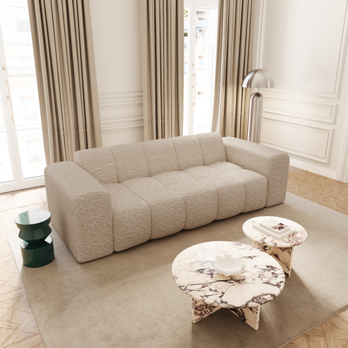 Premium Interiors - Bank BLOOM - bouclé-stof beige 241cm