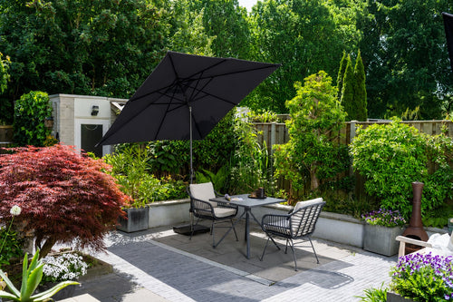 Garden Impressions Lotus parasolset 250x250 zwart met voet en hoes