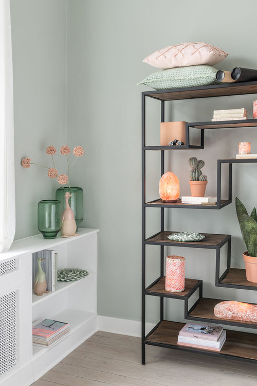 J-Line kussen Golvende Ruiten - katoen - lichtroze - vtwonen shop