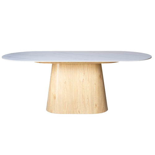 Giga Meubel Eettafel Madia - Wit Keramiek/Naturel - 200x90x75cm - vtwonen shop