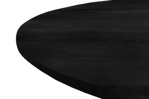 Livingfurn eetkamertafel Jesper Round - 130cm - mangohout - zwart