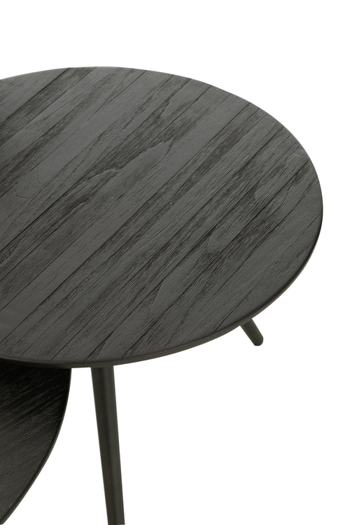 J-Line tafel Rond - hout - zwart - set van 4 - vtwonen shop