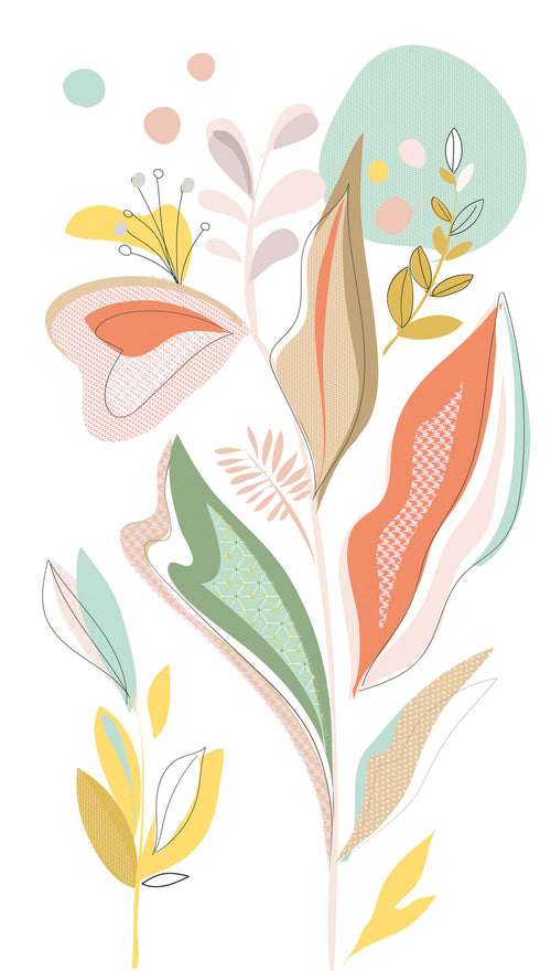 Livingwalls fotobehang bloemen meerkleurig, wit, groen, oranje en geel - 159 x 280 cm - AS-392111 - vtwonen shop