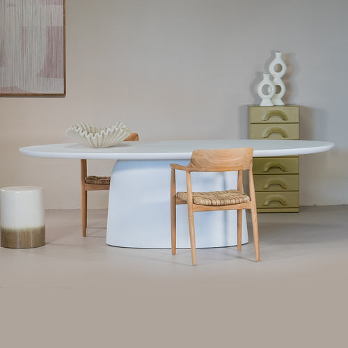 Giga Meubel Eettafel Myrna - Ovaal - Wit Eco Composiet - 300cm