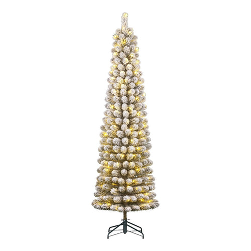 Black Box Trees Charlton Smalle Kunstkerstboom met Warm Witte LED Verlichting - H260 x Ø63 cm - Groen Frosted
