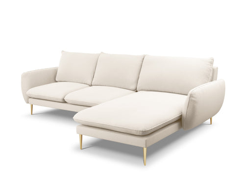 Cosmopolitan Design rechter hoekbank Vienna 5-zits, boucle, beige - 170x255x95cm