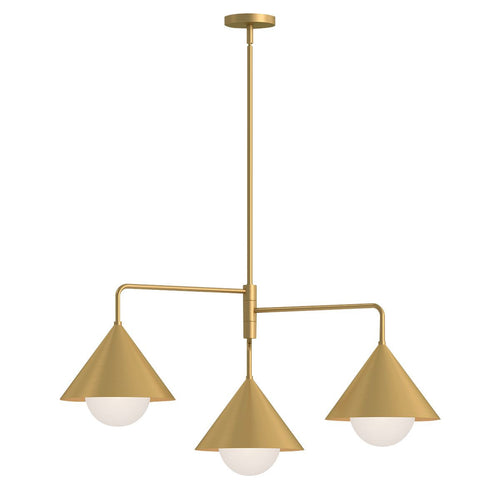 Mehrarmige Pendelleuchte, modernes gebürstetes Gold, 3 x E27