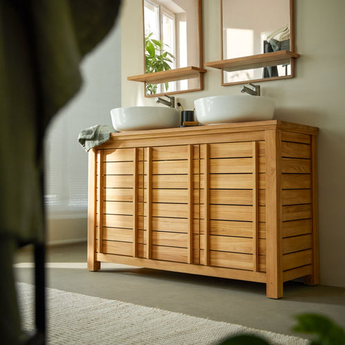 Tikamoon Wastafelmeubel van massief teak 125 cm - Naturel