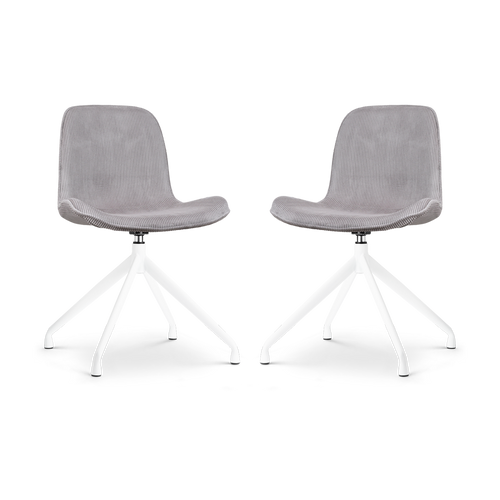 Nolon Nola-Fé Draaibare Eetkamerstoelen Set - Rib Warm Grijs - Wit