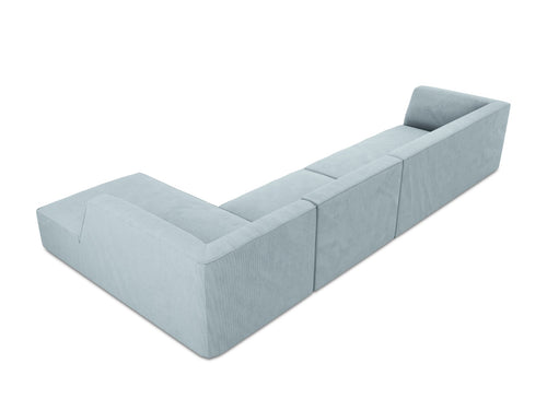 Micadoni rechter hoekbank Ruby 5-zits, ribfluwelen, lichtblauw - 180x366x69cm