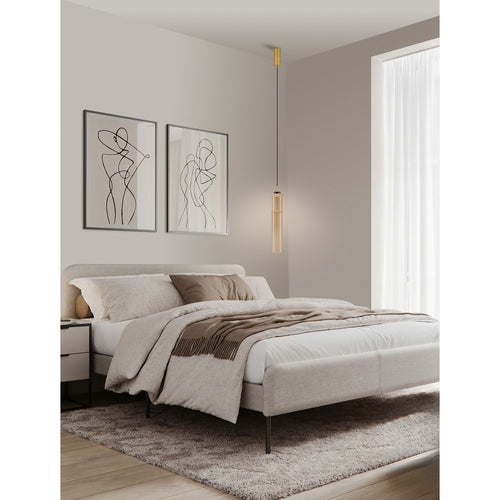 Nova Luce SANO Slanke hanglamp voor aan het plafond, glanzend geborsteld goud, cognac LED 3W 180lm 3000K