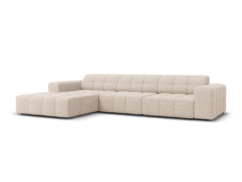 Cosmopolitan Design linker hoekbank Chicago 4-zits, chenille beige - 167x294x78cm