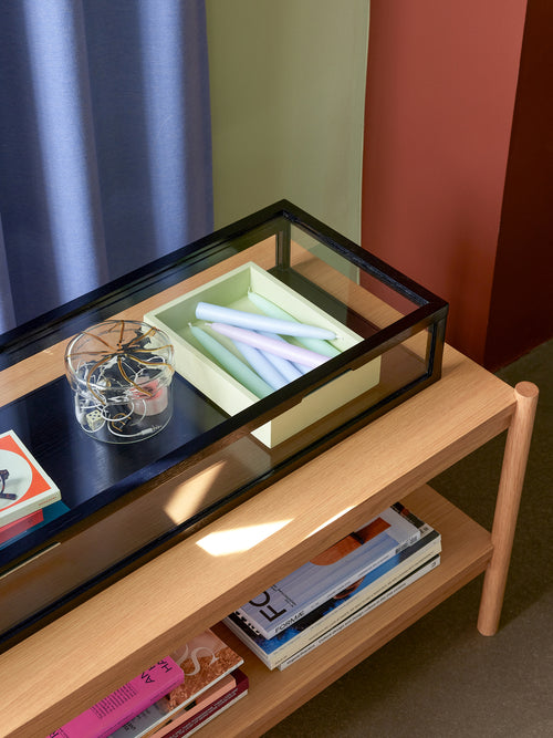 Hübsch doos View Display - essenhoutfineer/essenhout/glas/mdf - 80x30xh12cm - vtwonen shop